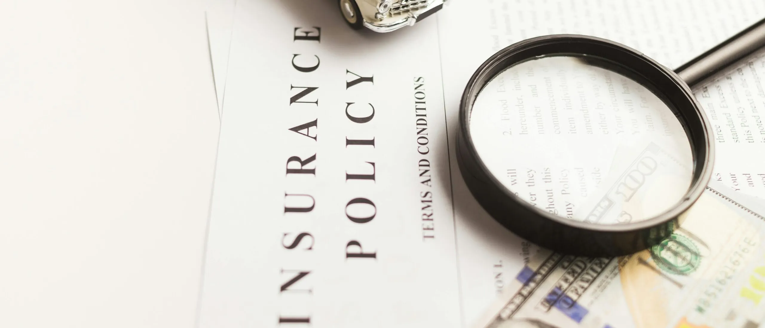 An insurance policy document being reviewed